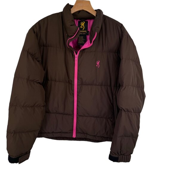 Brown Browning Womens Puffer Jacket goose down  Size Medium pockets - Picture 1 of 10